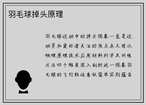 羽毛球掉头原理